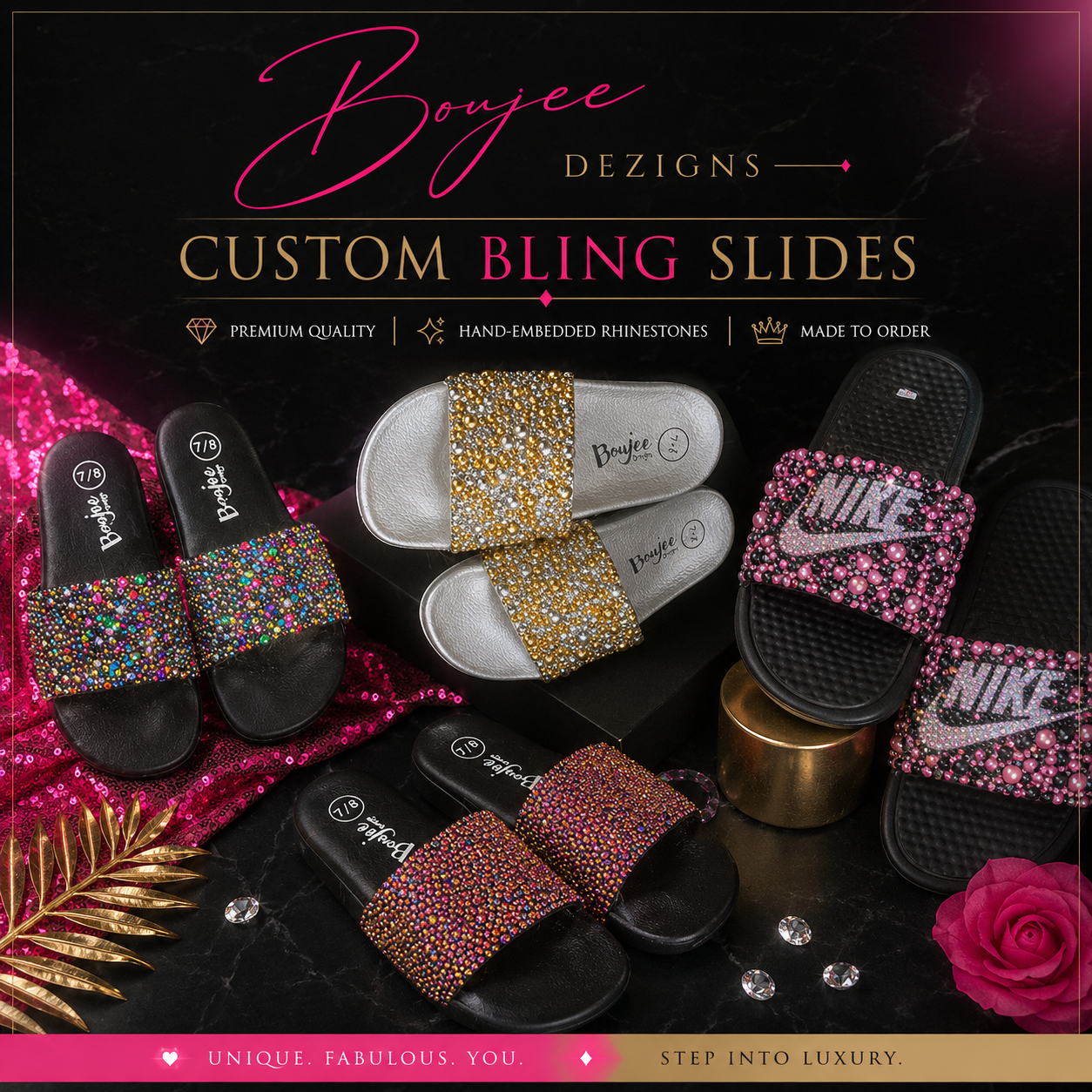 Custom Bling Slides — Made to Order